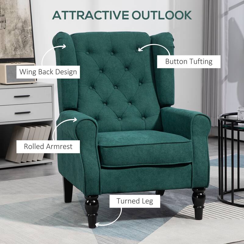 Fabric Wood Accent Chair with Diamond Tufting - 29.25"W x 33.75"D x 40.25"H