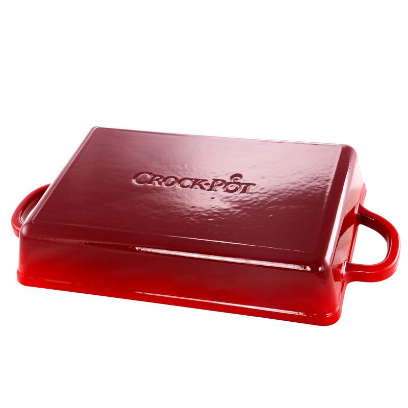 13 Inch Enameled Cast Iron Rectangle Baker Pan in Ruby