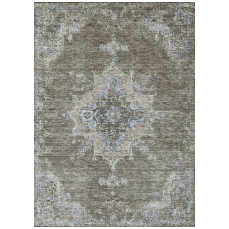 Machine Washable Indoor/ Outdoor Traditional Tabriz Chantille Rug
