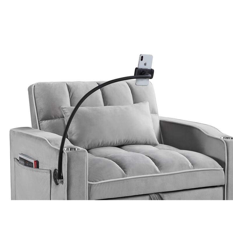 Convertible Sleeper Chair Sofa Bed Adjustable Pull Out Sleeper Chair Bed Multi-Pockets Folding Sofa Bed for Living Room