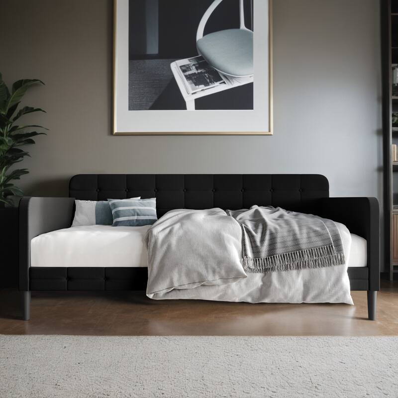 Fallon Linen Upholstered Daybed - Black - Twin