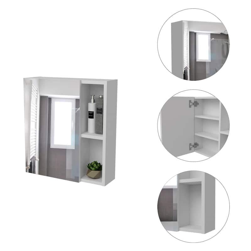 Medicine Cabinet with Mirror, 5 Internal Shelves, Single Door, 17.7-Inch Length x 19.5-Inch Height, Compact Storage