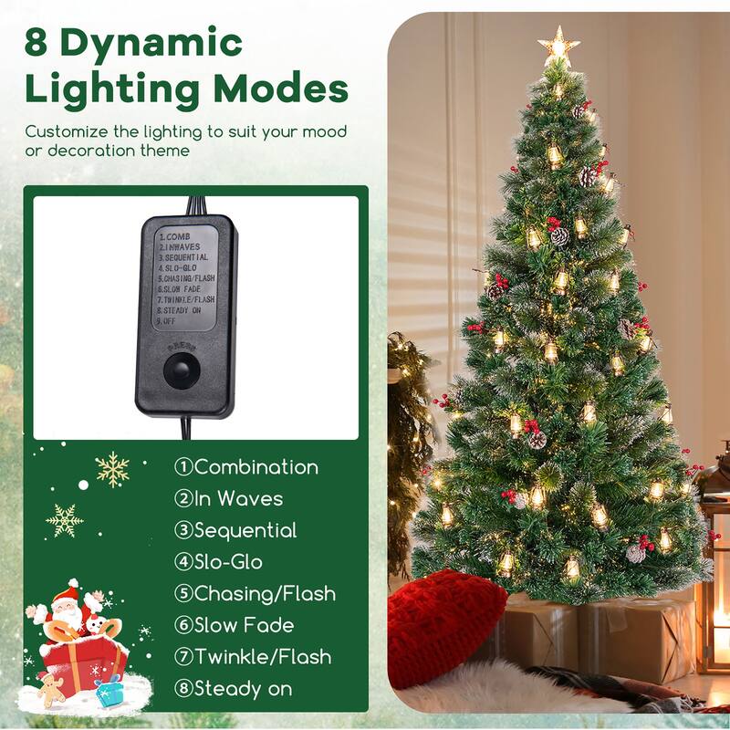Gymax 5/6/7 FT Christmas Tree Artificial Xmas Tree w/ 8 Lighting Modes - See Details