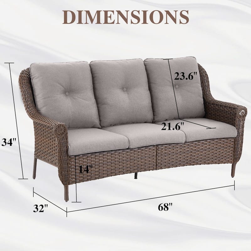 3-Seat Outdoor Patio Sofa Couch Furniture