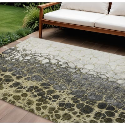 HomeRoots Abstract Transitional Rectangle Outdoor Rug
