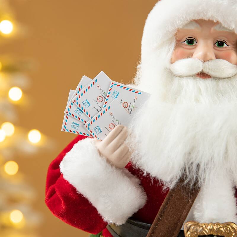 Glitzhome Christmas Lifelike Standing Santa Figurine Table Top Decor