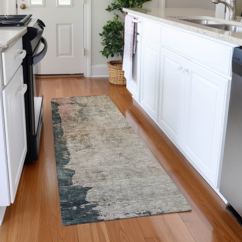 Machine Washable Indoor/ Outdoor Contemporary Chantille Rug - Taupe - 2'3" x 7'6"