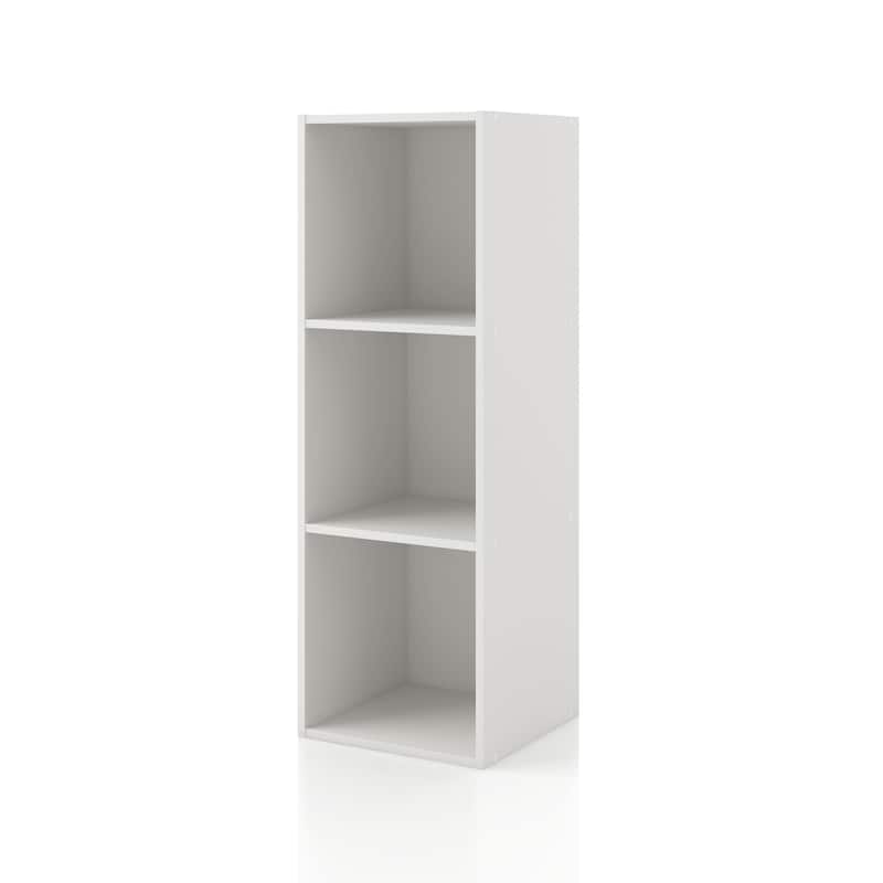 DH BASIC Modern Wood Customizable Stackable Storage Organizer - Cube Shelves, Drawer Cabinet, Bookcase with Doors by Denhour - 3-Cube - White