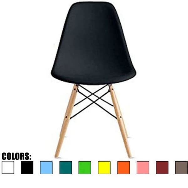 2xhome Designer Plastic Eiffel Chair Natural Wood Legs Retro Dining Armless With Back Desk Accent Living Room Side