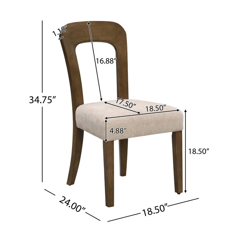 Dining Chairs Set Of 2, Upholstered Kitchen Side Chairs With Fabric Seating Solid Rubber Wood Legs