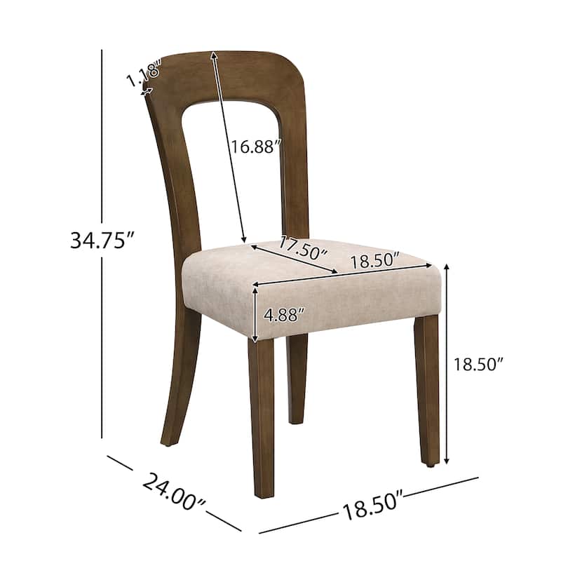 Roomfitters Upholstered Kitchen Side Chair Set of 2, Solid Rubber Wood Legs, Comfortable Beige Seating