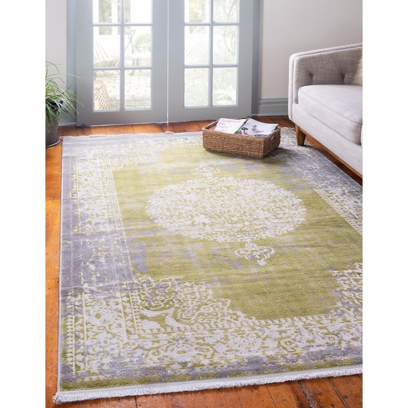 Contemporary Franbu Collection Area Rug - Light Green - 4'x6'