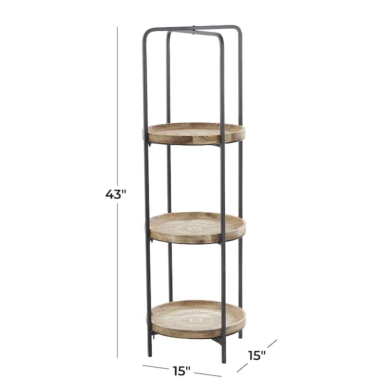 Wood 4 Shelves Shelving Unit - Brown - Roche River Decor