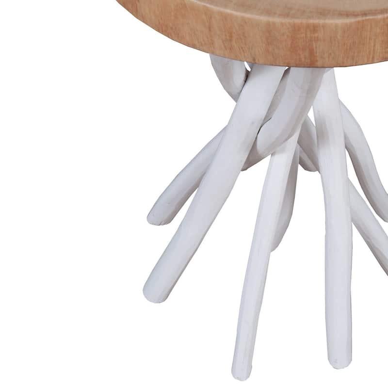East at Main Solid Wood Cross-cut Accent Table with Branch Base - Small