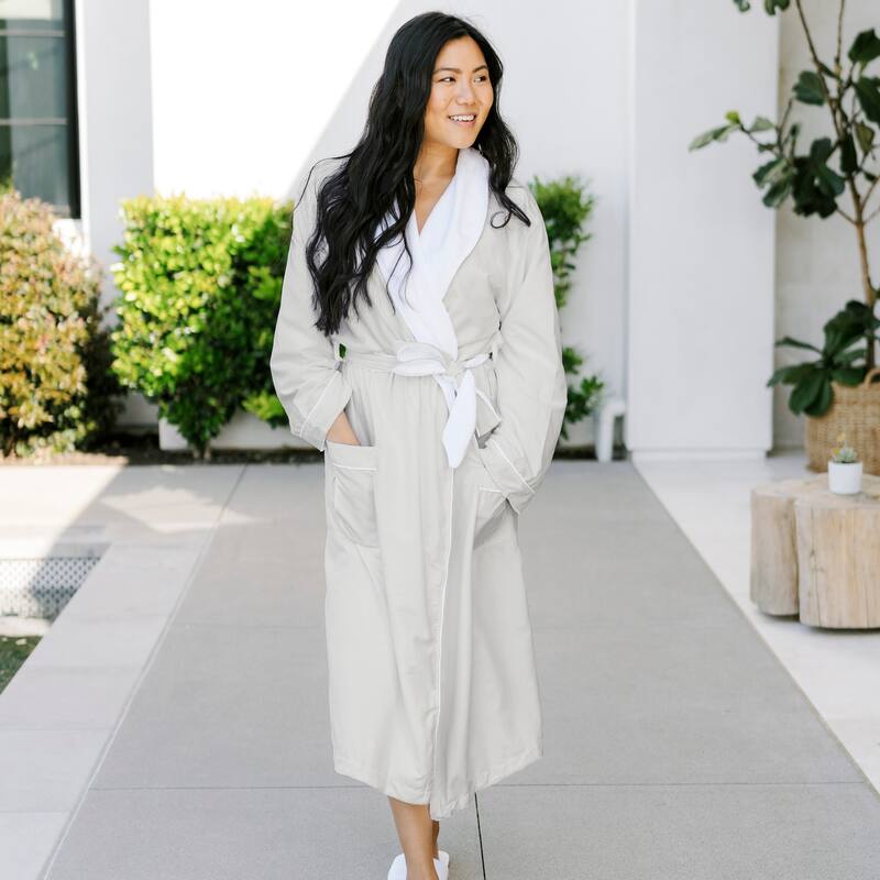 Jennifer Adams Luxury Plush Bathrobe - M - Linen