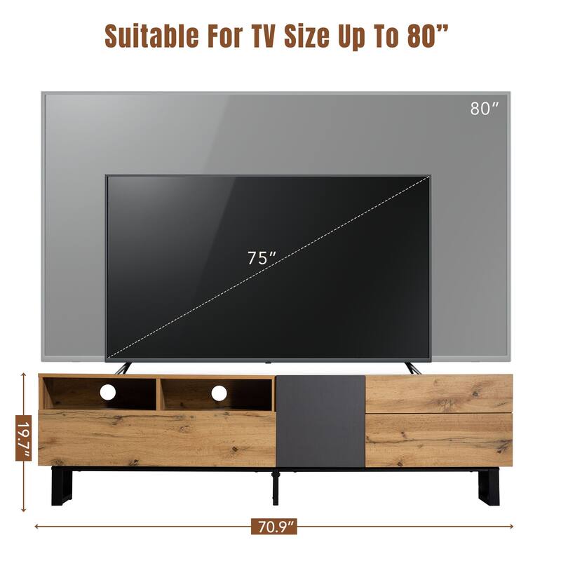 Modern TV Stand for 80'' TV with Double Storage Space