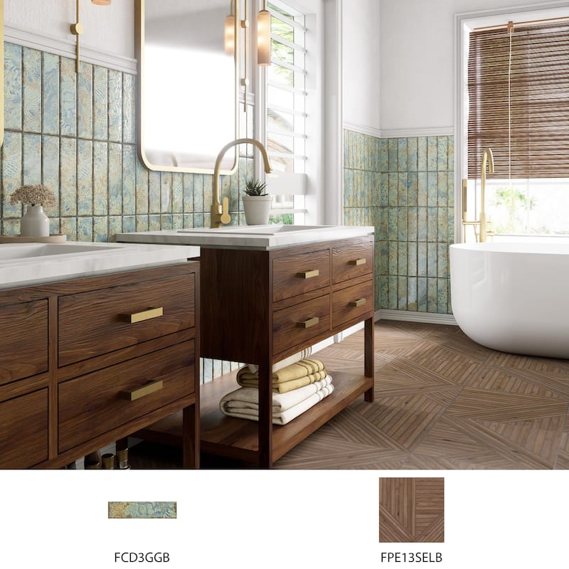 Merola Tile Gaudi React Brick Ocean 2-3/8" x 9-3/4" Porcelain Floor and Wall Tile