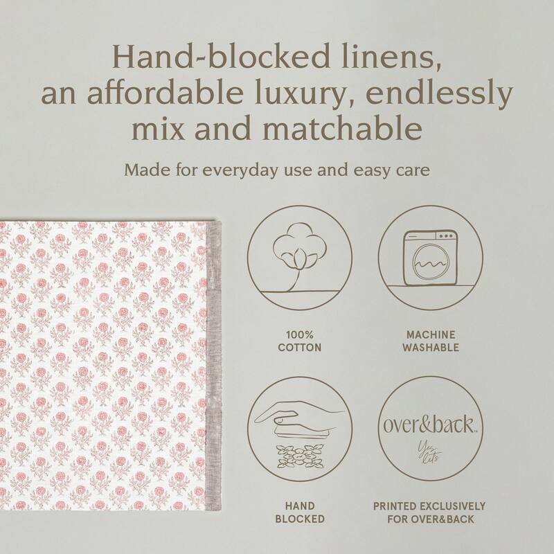 over&back Hand-Blocked 100% Cotton Placemats - Machine Washable - Set of 4