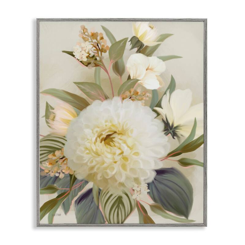 Stupell Elegant Dahlia Bundle Framed Giclee Art Design By House Fenway - 16 x 20 - Grey