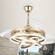 preview thumbnail 14 of 38, Cusp Barn 42'' Retractable Ceiling Fan with Lights and Remote Modern 6 Speeds LED Ceiling Light Gold