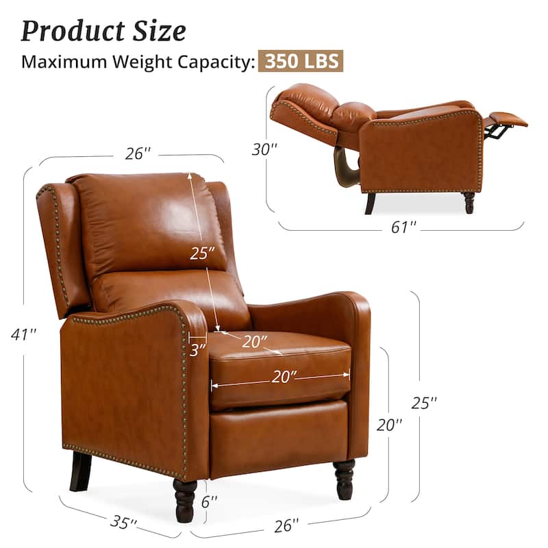 Leather Pushback Recliner Comfortable Living Room Chair
