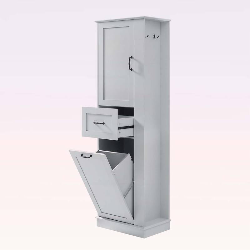Modern Tall Storage Cabinet with Tilt-Out Compartment,Adjustable Shelves,for Bathroom & Home Organization