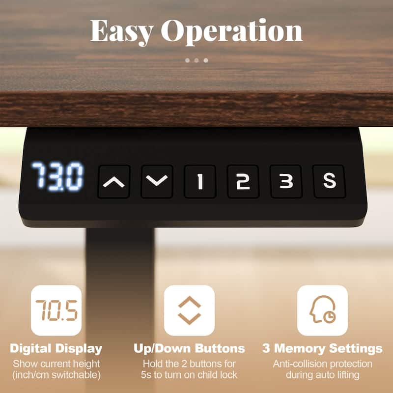 Costway 48" x 24" Sit to Stand Desk with 3 Memory Settings & - See Details