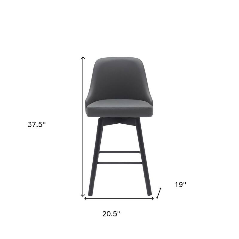 Faux Leather Swivel Bar Chair with Solid Wood Base and Footrest