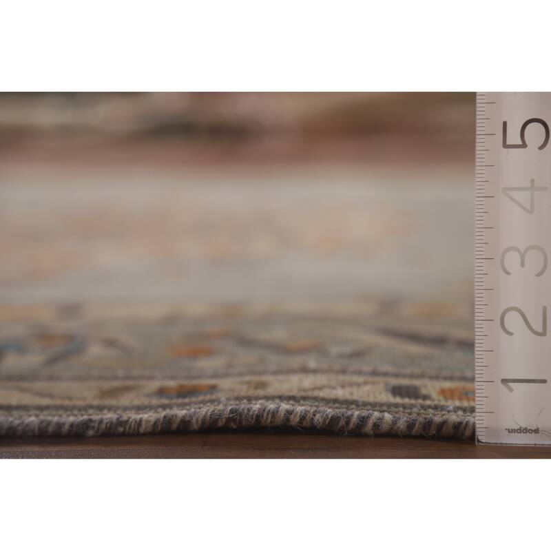 Hand Knotted Oriental 100% Wool Carpet Traditional Medallion Greys & Charcoal Tabriz Area Rug - 9' 7'' X 6' 8''