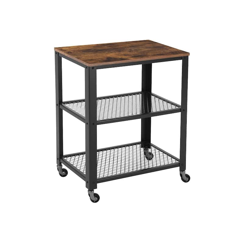 30.6"H Serving Cart with 4 Casters and Adjustable Feet, Steel Frame Ideal for Kitchen or Any Room Use - 15.7"D x 23.6"W x 30.6"H