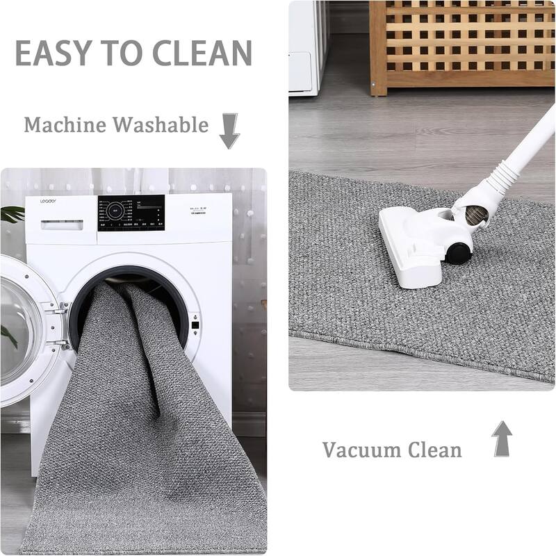 Modern Solid Textured Machine Washable Rug