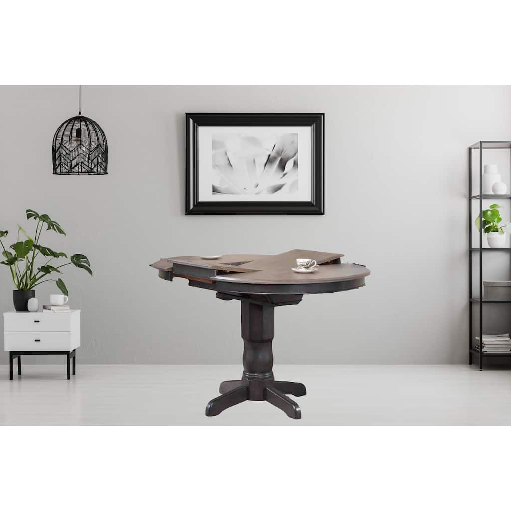 Counter Height Table, 42" x 42" x 60", Antiqued Grey Stone/Black Stone