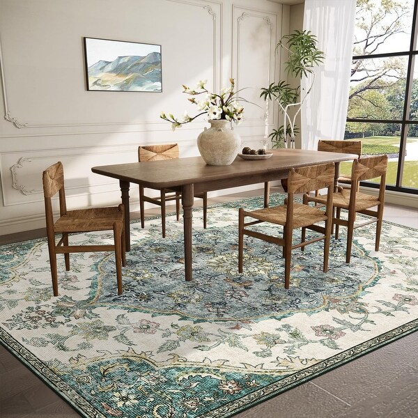 48×93 “Paper balloons” ViNTAGE RUG Garvee Washable Mandala Medallion Print Area Rug - On Sale - Bed