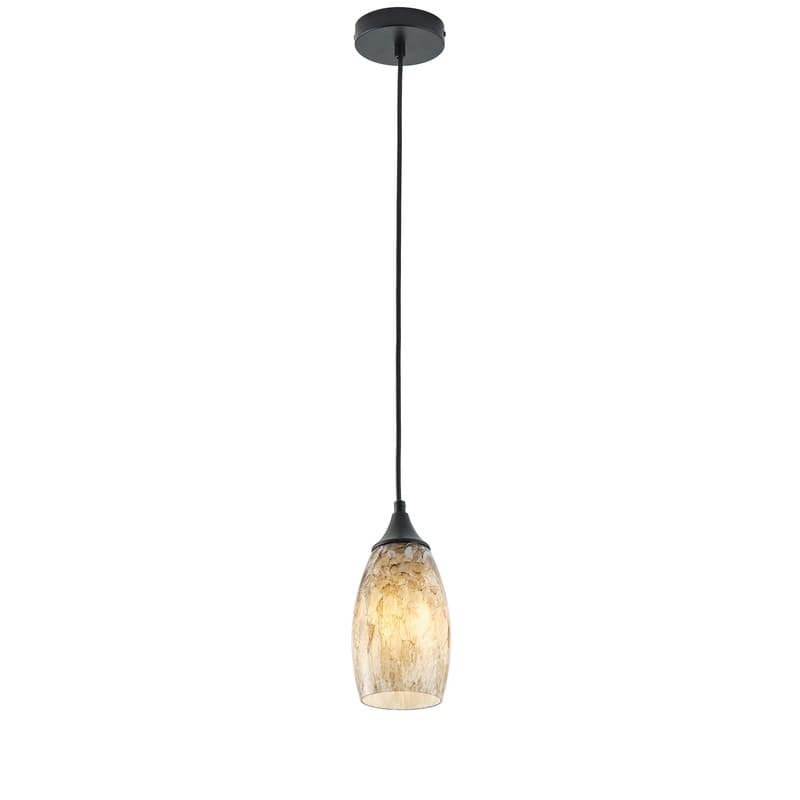 Black Metal and Glass Pendant Light for Kitchen Island Dining Room