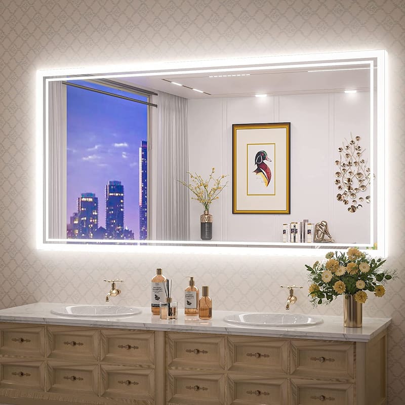 TokeShimi LED Bathroom Vanity Mirror, Anti-Fog Dimmable Wall Mirror - 60x28