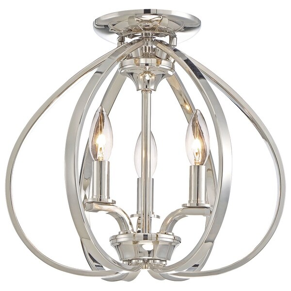 Minka Lavery 4983-613 3 Light Flush Mount Ceiling Fixture from the Tilbury Collection - Polished Nickel