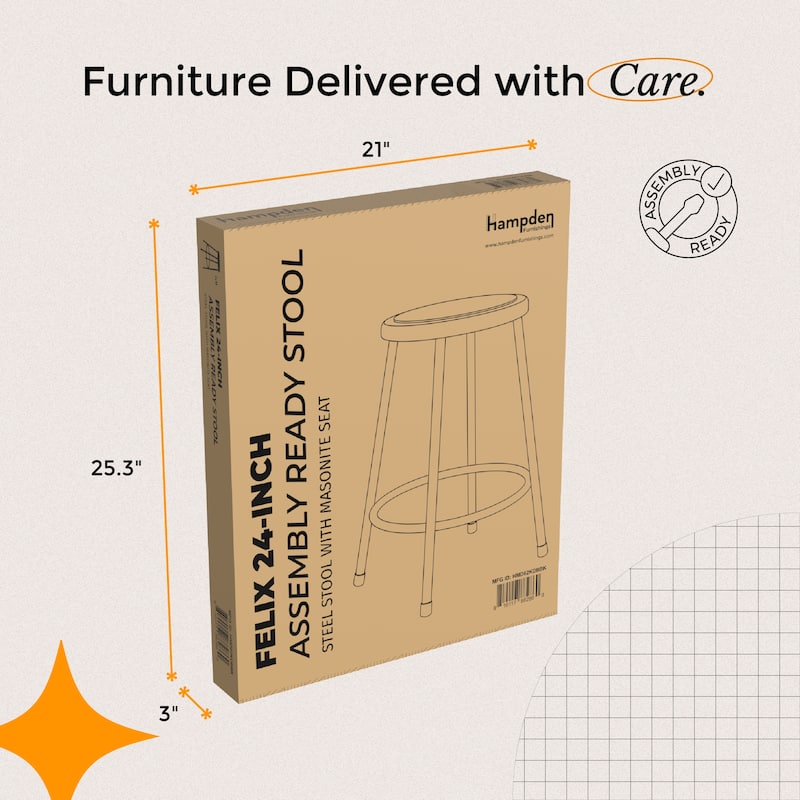 Hampden Furnishings Felix Collection Steel Science Stool, AssemblyReady