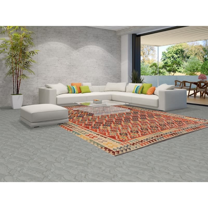 South Western Kilim Oriental Area Rug Flatweave Wool Carpet - 9'7" x 13'3"