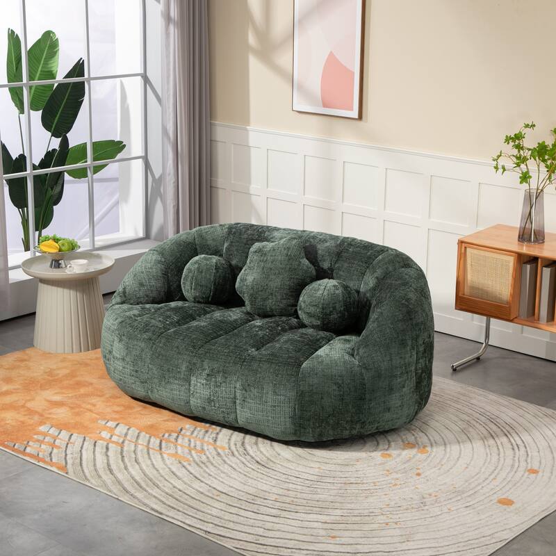 HOMEFUN Chenille Upholstered Durable Comfort Lounger Bean Bag Lazy Sofa