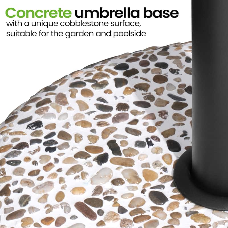 45LBS Outdoor Patio Umbrella Stand Concrete-cobble Finish Swivel Wheels Adjustable Knob