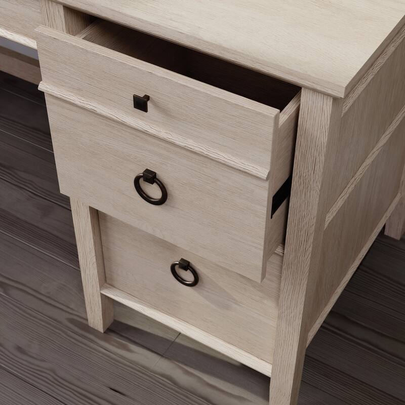 Anmytek Light Oak Writing Desk with 3 Drawers and X Base Farmhouse Home Office and Study Desk