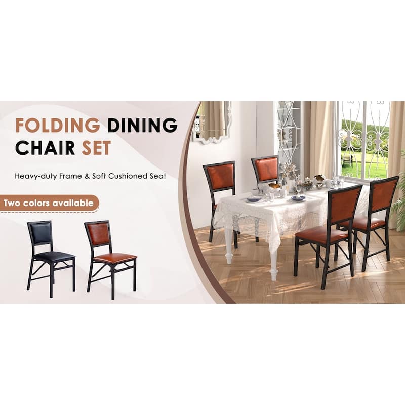 VECELO Folding Dining Chairs Set of 2/4/6 with Cushion Parson Classic Upholstered Folding Chairs,Modern 33" Parson Chairs
