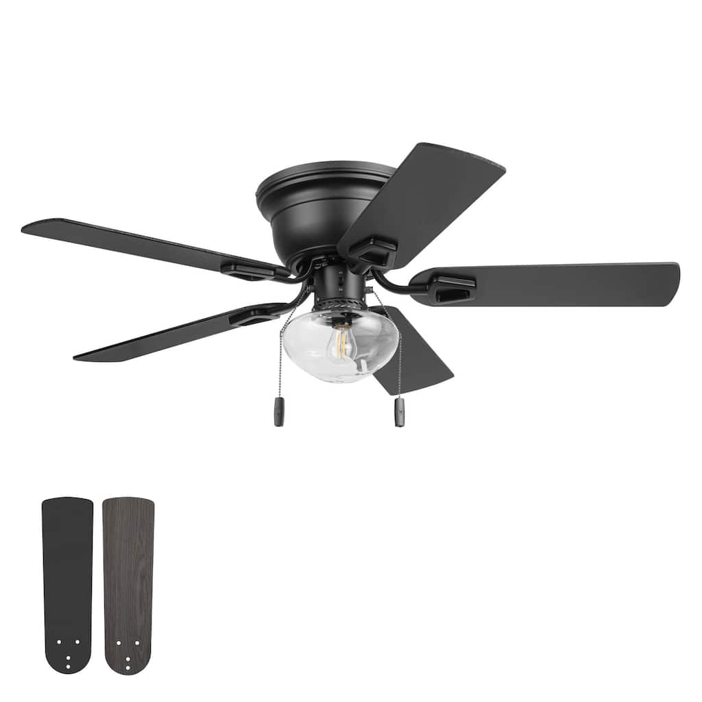 Honeywell 42" Halle Indoor Matte Black Ceiling Fan with Light & Pull Chain - 42 Inches