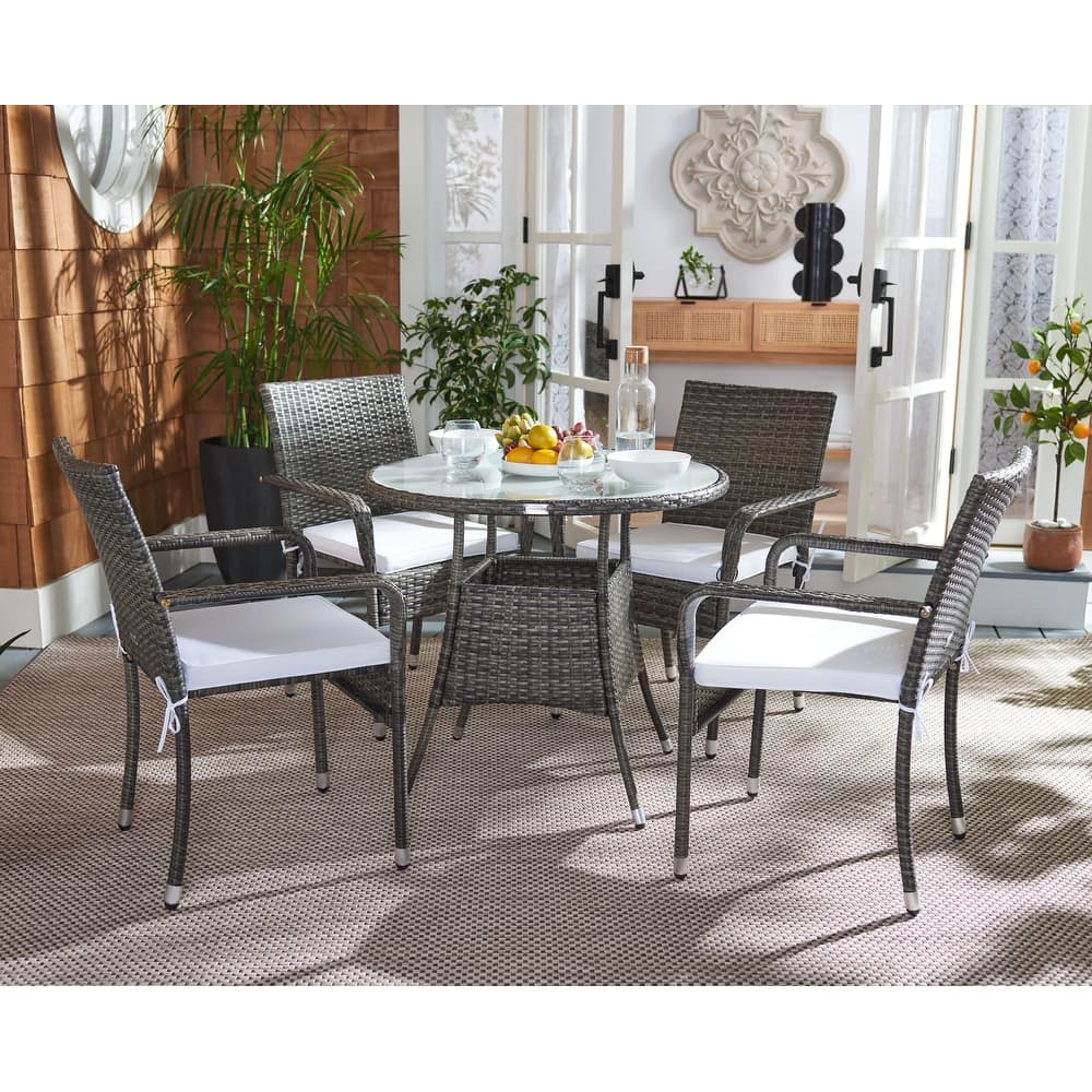 SAFAVIEH Outdoor Hanane 5-Piece Bistro Set - 32Wx32Dx34H
