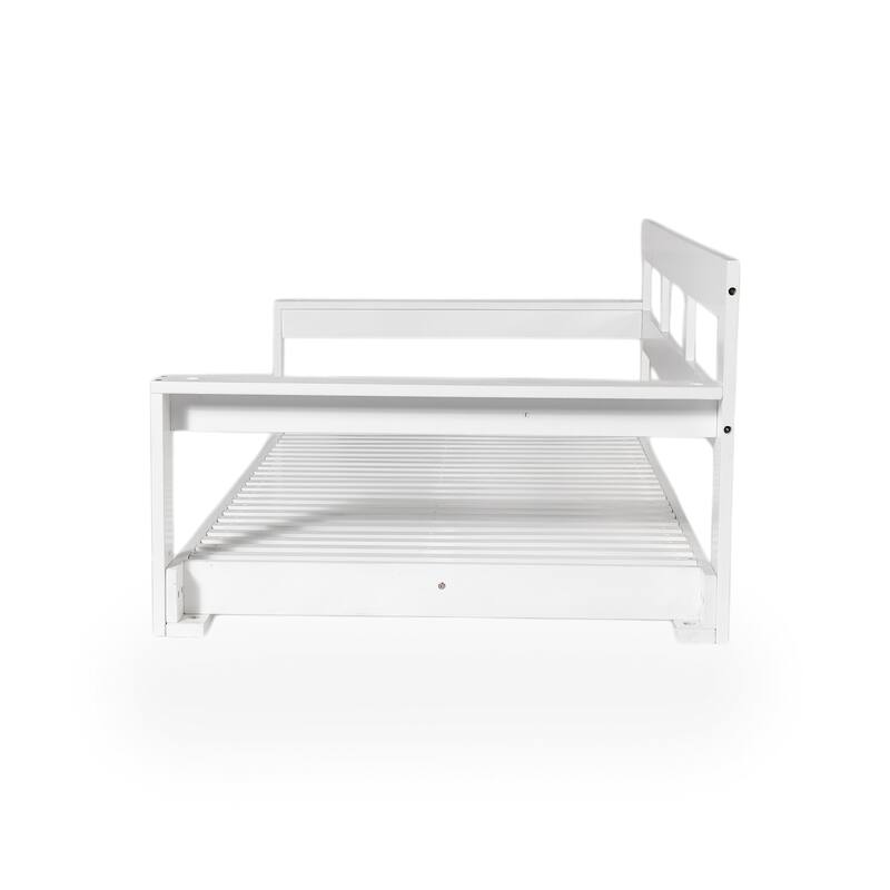 Patio Wooden Twin Size Porch Swing Daybed with 4 Hanging Ropes