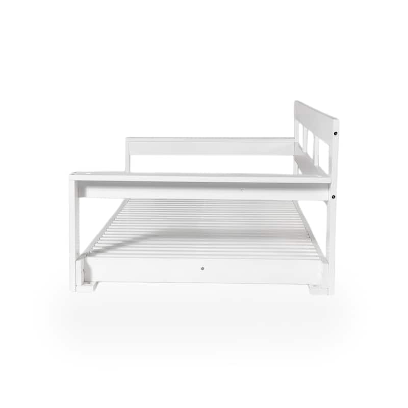 Roomfitters Patio Wooden Porch Swing Daybed Frame, Garden Swing Bench Chair with 4 Hanging Ropes for Backyard
