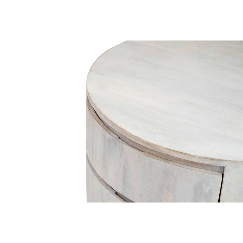 Round Coffee Table with Storage Drawers - 30" - White