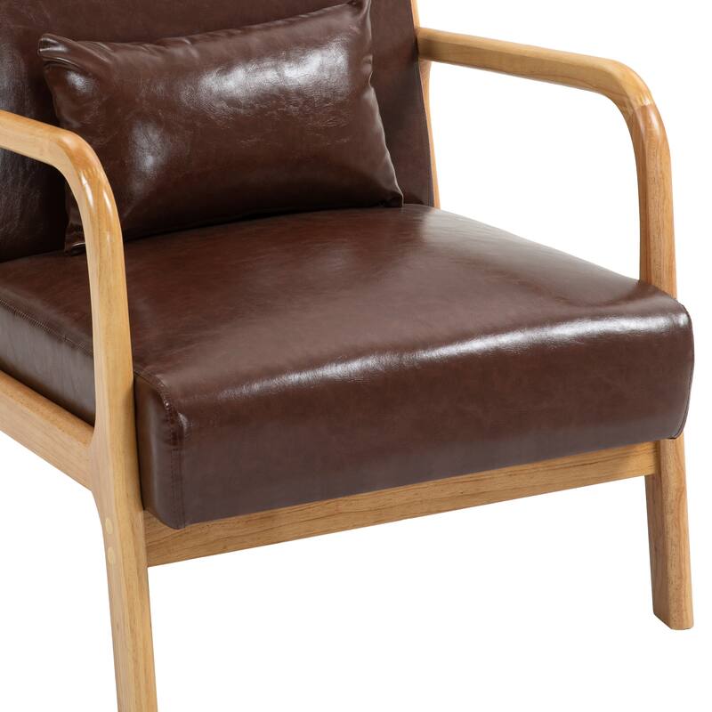 Mid-Century Modern Upholstered Accent Chair with Wood Frame
