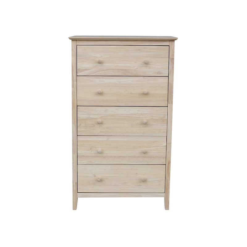 International Concepts Solid Wood Bedroom Dresser - Unfinished - 5-drawer