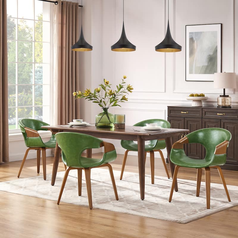 Art Leon Mid-century Modern Faux Leather Bentwood Dining Chair